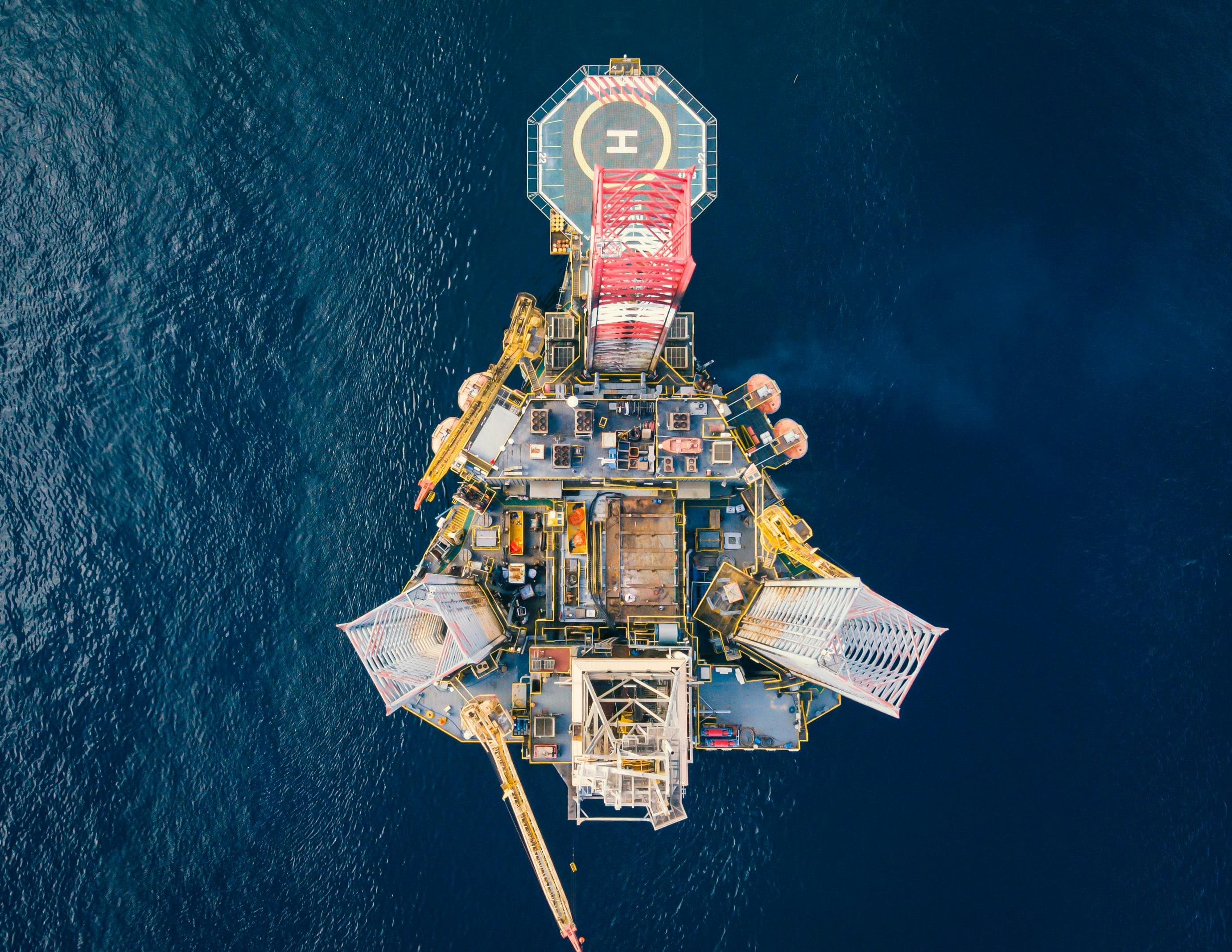 Aerial view of offshore platform